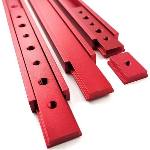 Aluminum M6/M8 T track Slot Slider Sliding Bar For 30/45 Type T-Track Jigs Screw Slot Fastener Woodworking Tool Red