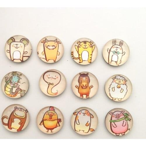 Free shipping (12pcs/lot)Cute 12 Symbolic Animals Glass Fridge Magnet for Kids Cartoon Refrigerator Magnet for Gift Home Decor