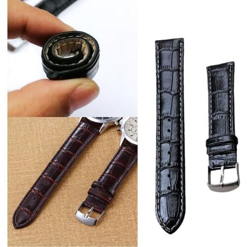 Alligator Grain PU Leather Strap Stainless Steel Buckle Bracelet