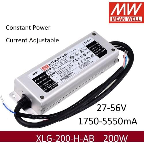 Taiwan MEAN WELL XLG-200-H-AB 27~56V 3500mA 200W power supply adjustable Constant power outdoor waterproof LED Driver with PFC