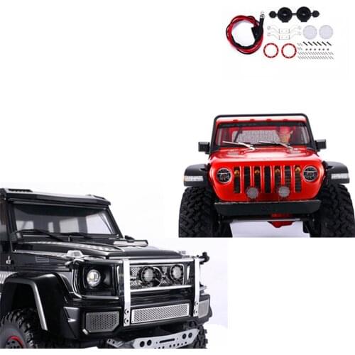 For AXIAL SCX10 III JEEP Wrangler TRX6 2pcs round spotlight car front bumper light ZSP058