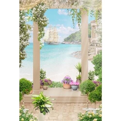 Sea scenic garden photo background vinyl wedding ceremony photography backdrops for photographer studio props photophone lv-449