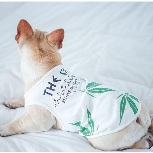 Cute Leaves Printed Spring Summer Pets tshirt Puppy Dog Clothes Pet Cat Vest Cotton T Shirt Pug Apparel Costumes Dog Clothes