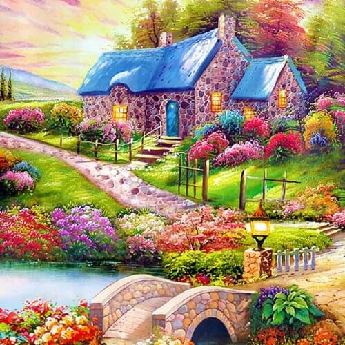 GLymg Embroidery Handicrafts DIY 5D Diamond Painting Diamond Embroidery Kits Fairytale Town Mosaic Gift Diamond Wall Arts Decor