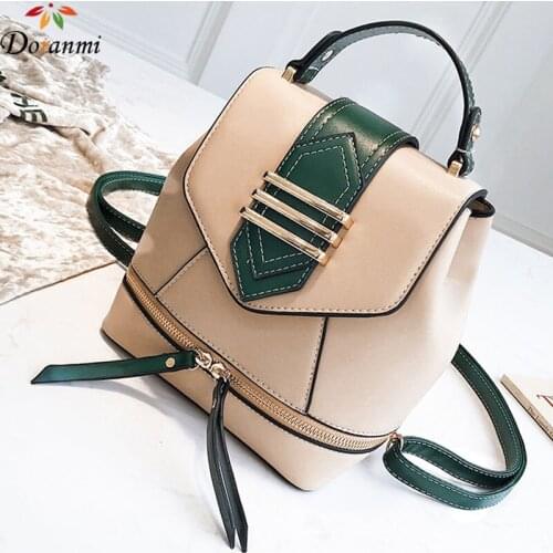 HANSOMFY NEW Buckle Small Backpack Women Schoolbags 2019 Luxury Brand Designed Casual Leather Rucksack Zipper Mochila Sac CC-34