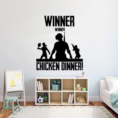 Game Winner Wall Decals Chicken Dinner Games Sticker Customized For Kids Bedroom Playroom Vinyl Wall Art Decal House Decor S127