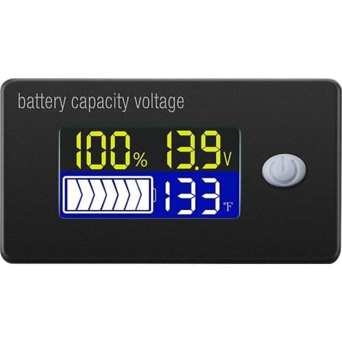 Battery Capacity Voltage Meter with Temperature Sensor 12V 72V Lead Acid Battery Lithium Battery Gauge Meter for Cars