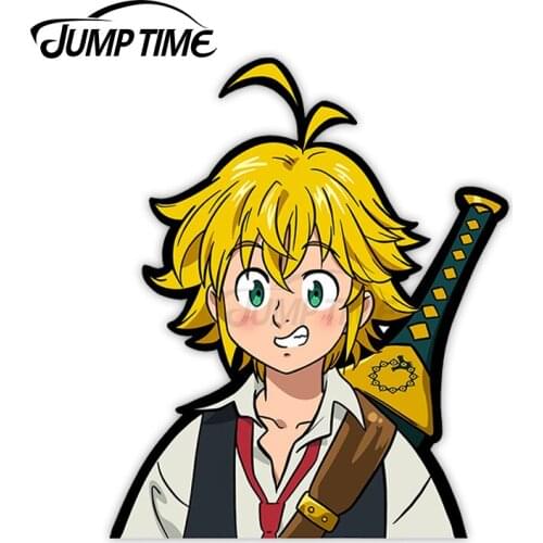 JumpTime 13 x 6.8cm For Meliodas Dragon Sin of Wrath - The Seven Deadly Sins Waterproof Peeker Sticker Occlusion Scratch Decal