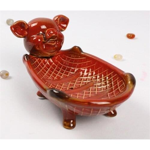 Pig Shaped Ceramic Plate Storage Tray Living Room Desktop Decoration Crafts Soap Box Home Decor Accessories