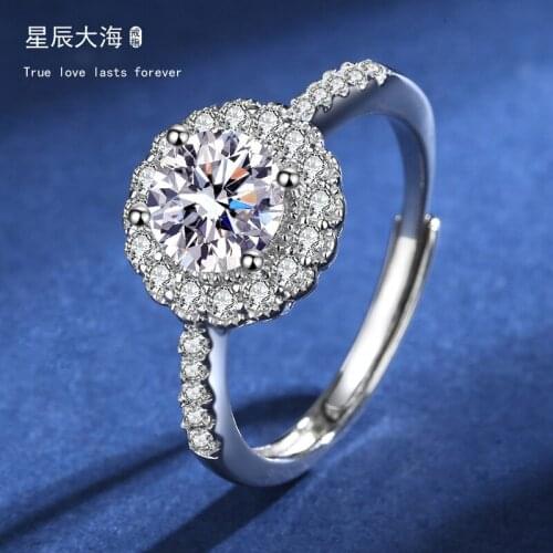 UMQ 0.5-2 ct Big VVS1 Moissanite Wedding Ring 925 Sterling Silver Excellent Cut Pass Diamond Very Sparkling Moissanite Rings