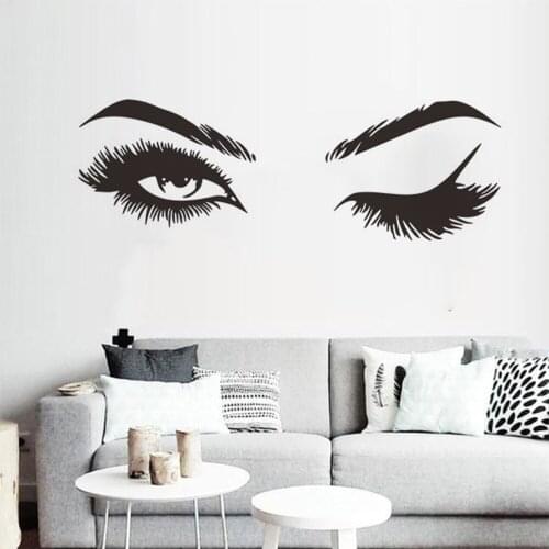 Lash & Brows Eyes Wall Stickers Fashion Vinyl Eyelashes Wall Decals For Girls Bedroom Eyebrows Store Beauty Salon Decor B225