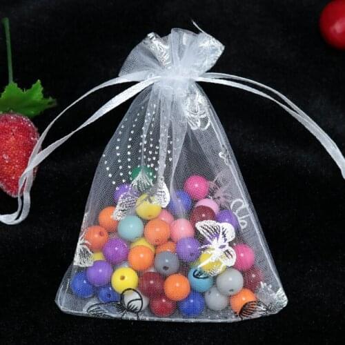 Hot Sale 100pcs/lot White Small Drawable Organza Bags 7x9cm Wedding Party Candy Gifts Jewelry Packaging Storage Bags Pouches