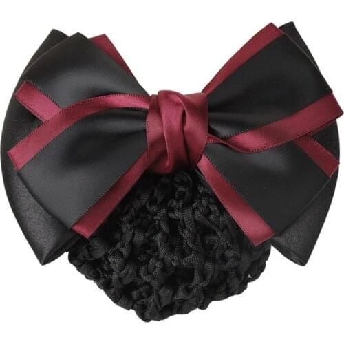 Fashion Women Professional Bow Barrettes Ribbon Hair Clip Nurse Hotel Postal Bank Stewardess Hairpins Snood Net Bun Hairgrips