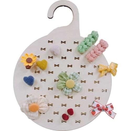 Nordic Style Wooden Hair Ties Bowknot Holder Ponytail Scrunchies Storage Organizer Hanging Hook Display Stand Hanger Wall Decor