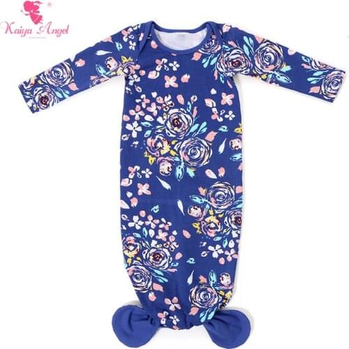 Mermaid Sleep Sack Royal Blue Floral Print Baby Gown 2017 Baby Clothes Baby Sleep Gown 0-24 Months Infant Gown