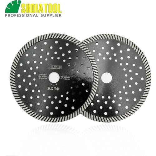 SHDIATOOL 2pcs 7"/180mm Diamond Blades Multi Purpose Cutting Disc Multi Hole Steel Core Narrow Turbo SawBlade Diamond Wheel Disk