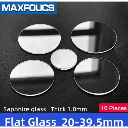 Watch Glass Thick 1.0mm Diameter 20-39.5 mm Flat Sapphire Anti-scratch Smooth Round Transparent Crystal Glass ，10 pieces