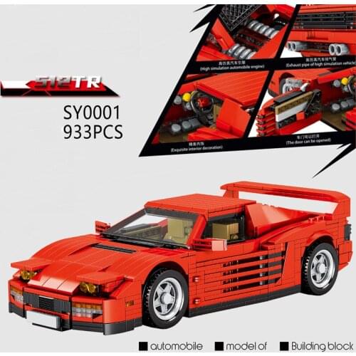 Technical vehicle building block super sport car model Italia horse logo Ferra 512TR toys assemble brick collection for gifts