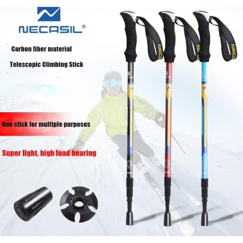 Straight handle Trekking Poles Carbon Fiber 3 Section Ultralight Tungsten Steel Walking Stick Trail Running Hiking Alpenstock