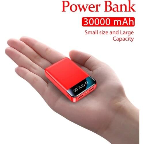 Power Bank 30000mAh Mini Charger LED Light LCD Digital Display Portable External Battery Suitable for iPhone Samsung