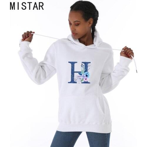 Women Hoodie Print Flower alphabet H Long Sleeved Letter Hoodies Oversized Sweatshirt Fashion Tops Autumn Women Clothing