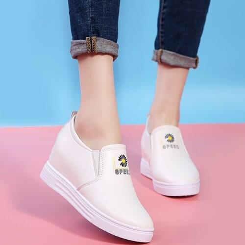 2021 New Platform Sneakers Women Flats Slip On Loafers Wedge Shoes Shallow Ladies Casual Footwear Height Increasing NVX397