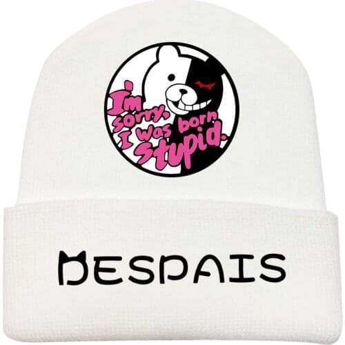 Cotton Knitted Hat Danganronpa Japanese Game Cosplay Cute Print Casual Streetwear Black White Warm Caps 2021 New Arrival Beret
