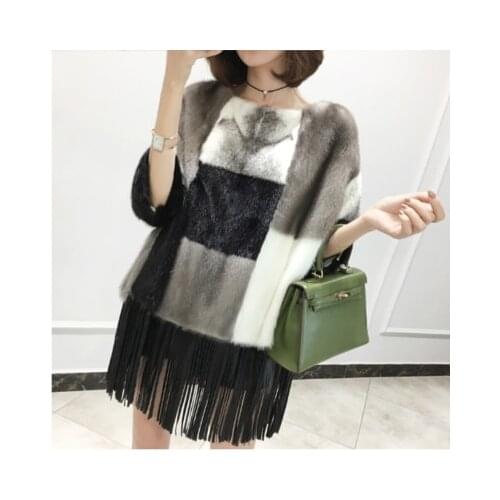 Women Natural Real Mink Fur Coat Pullover Outwear