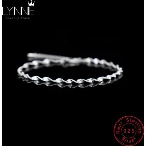 New Fashion Simple Twisted Wave Bracelet 925 Sterling Silver Delicate Spin Pattern Hand Chain Women&Girl Jewelry Bracelets Gift