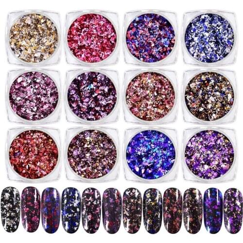 0.2g/ Box Nail Aluminum Sequins DIY Bling Colorful Nail Glitter Powder Paillettes Nail Art Decoration Nail Art Accessories Tools