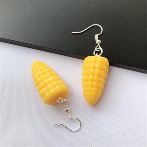 1Pair New Arrival Funny Corn And PopcornDrop Earrings Stereo Simulation Food Dangle Earrings for Women Girls Jewelry Gifts
