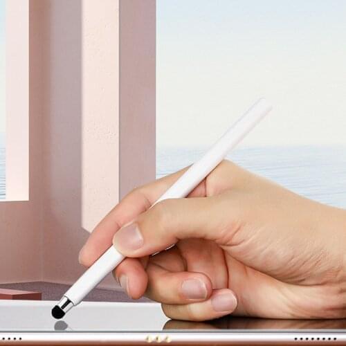 10pcs/lot Silicone Black Plush Conductive Cloth Head Replaceable Capacitive Pen Integrated Rotating Storage Touch Screen Stylus