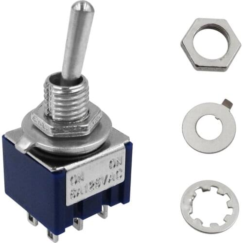 100pcs 6-Pin DPDT ON-ON Toggle Switch 6A 125VAC