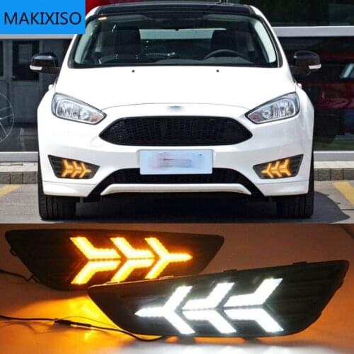 2PCS For Ford Focus 3 mk3 2015 2016 2017 2018 Turn signal and dimming style Relay 12V LED Car DRL daytime running light Fog lamp
