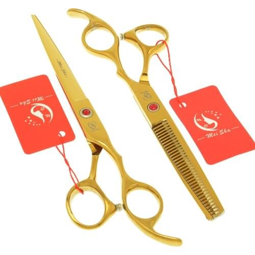 7.0 Inch Meisha Golden Barbers Cutting Scissors Thinning Shears JP440C Good Quality Big Hair Cut Tool Home or Salon Used A0130A
