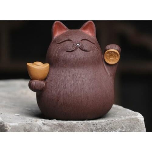 LUWU zisha teapets from Yixing lucky cat chinese tea set decoration