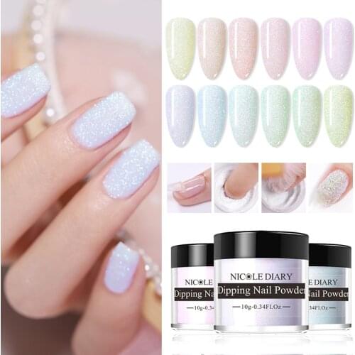 NICOLE DIARY 10g Colorful Acrylic Dip Powder Natural Dry Sweety Blinking Nail Art Decoration