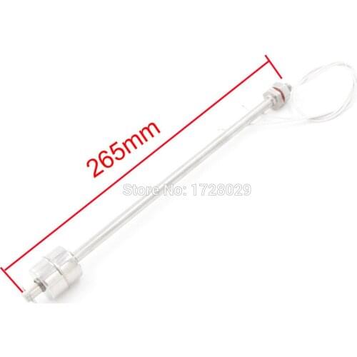 Single Ball Liquid Water Level Liquid Sensor Vertical Stainless Steel Floating Switch 265mm Body Length