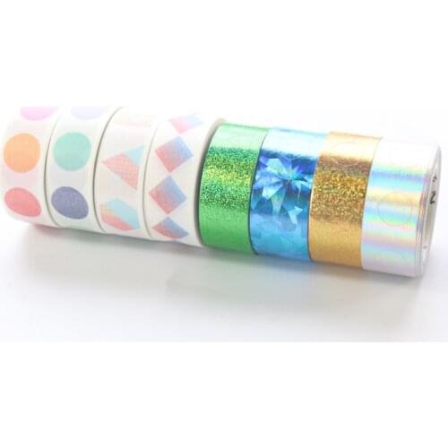 Domikee creative Japanese laser foil decorative washi tapes for diary planner stationery,cute paper adhesive masking tapes gift