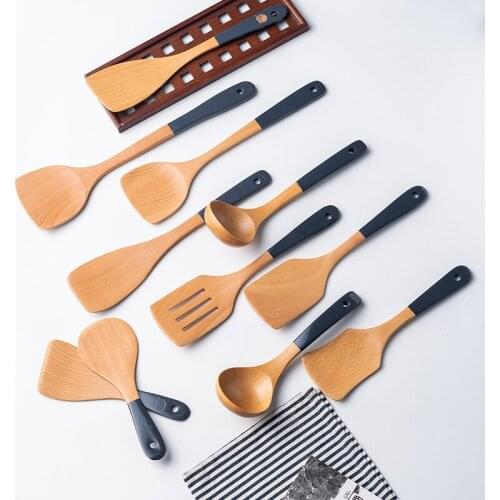 Wood Pot Shovel Long Handle Stir-fry Spatula Non-stick Pot Wood Spatula Soup Spoon Kitchen Tool