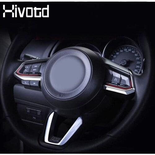Hivotd for For Mazda CX-3 CX3 Car Accessories Steering Wheel Trim Circle Sequins Cover Car Sticker Interior Molding 2019 2020