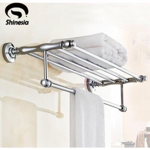 Chrome Polished Bathroom Towel Rack Towel Bar Towel Shelf Bathroom Accessories Wall Mount