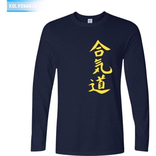 KOLVONANIG 2019 fall New Aikido Printed T Shirts Men Japan anime T-shirts long Sleeve Casual Mans Tops Tee Tshirts dresses