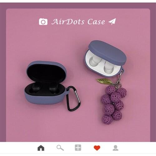 Korean Grape Silicone Case for Xiaomi MI Redmi AirDots Protective Shockproof Cover Wireless Bluetooth Earphone Cases Soft Shell