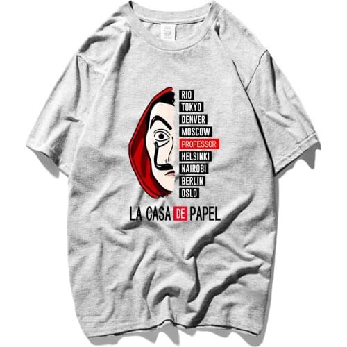 La Casa De Papel Mens T Shirts Money Heist TV Men Short Sleeve Cotton Tshirts for Boys House of Paper T-Shirt Male Tops
