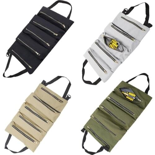 Tool Roll Multi-Purpose Tool Roll up Bag Wrench Roll Pouch Car Back Seat Hanging Organizer Zipper Carrier Tote Car kit