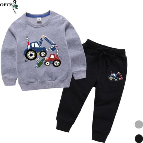 Fashion Retail Spring & Autumn Girls' Sportswear Childrens Clothes Cotton Casual Cartoon Hoodie + Pants Unisex Boys Sports Suit