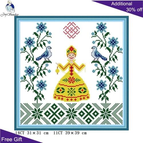 Joy Sunday Peace Princess KB084 14CT 11CT Counted and Stamped Home Decor Peace Dove Needlework Needlepoint DIY Cross Stitch kits