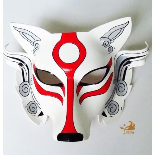 Real Leather Wolf Halloween Cosplay Mask Japanese Samurai Wolf Head Masks Cowhide Ball props Masquerade Party Costume