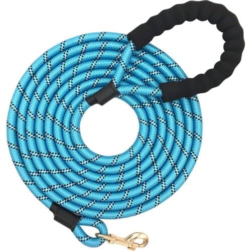 Nylon Strong Dog Rope Lead Reflective Training Dog Leash with Soft Handle 5-20 FT Long Pink (Dia:0.5" 20FT)